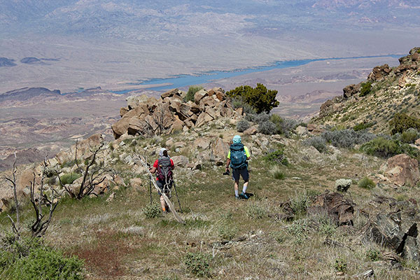Stacey and Eric lead our descent of the north ridge