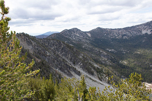 Chloride Ridge West Peak in the center of this view from Chloride Ridge East Peak.