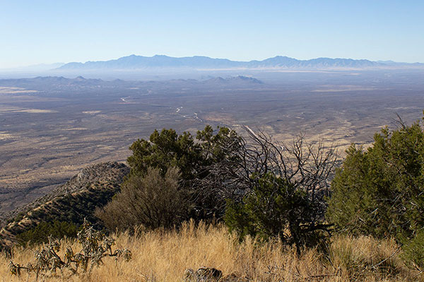 The City of Tombstone and the Huachuca Mountains lie to the Southwest