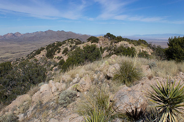 The rocky north summit in center view from the south summit