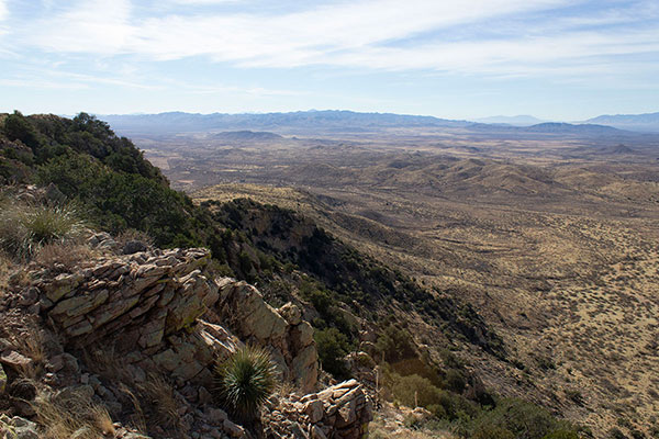 The Mule Mountains to the south. The city of Bisbee lies beyond them.