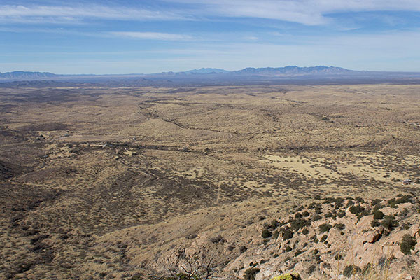 The Mustang, Whetstone, and Santa Rita Mountains to the west